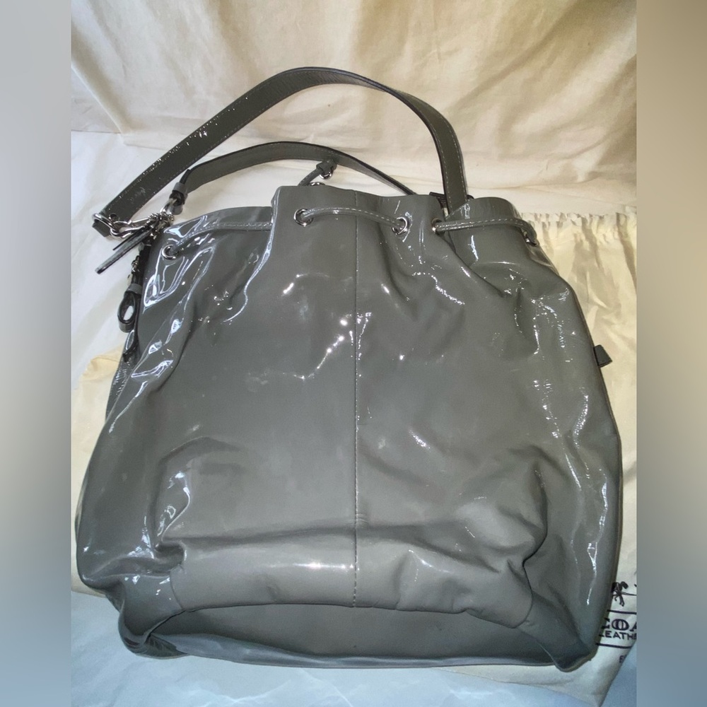 Coach Gray and Blue Drawstring Bag